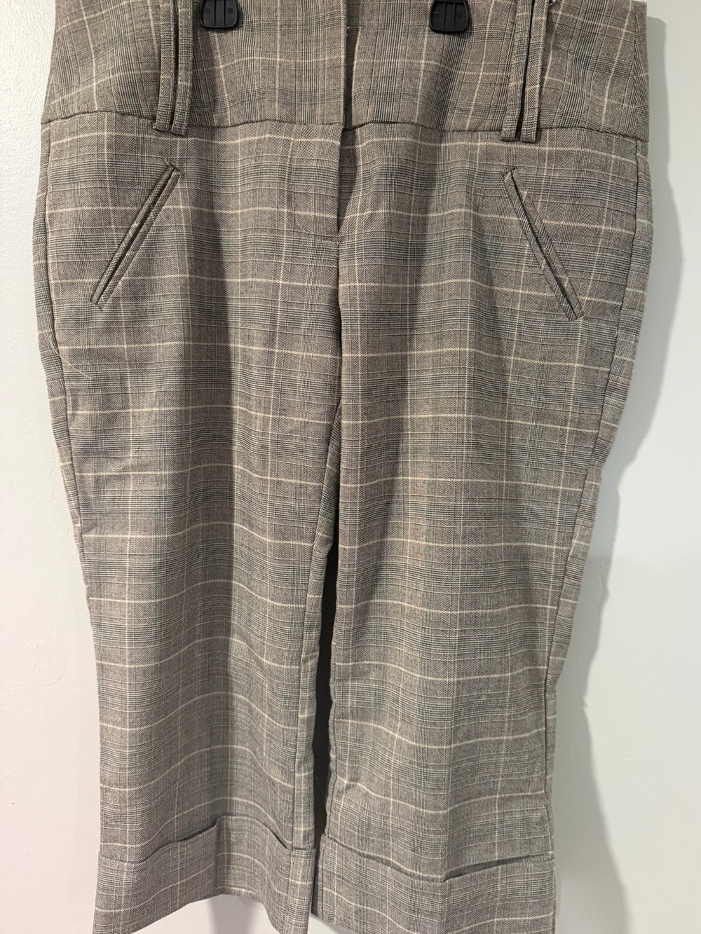 Star City Windowpane Plaid Bermuda Shorts in Gray and Cream